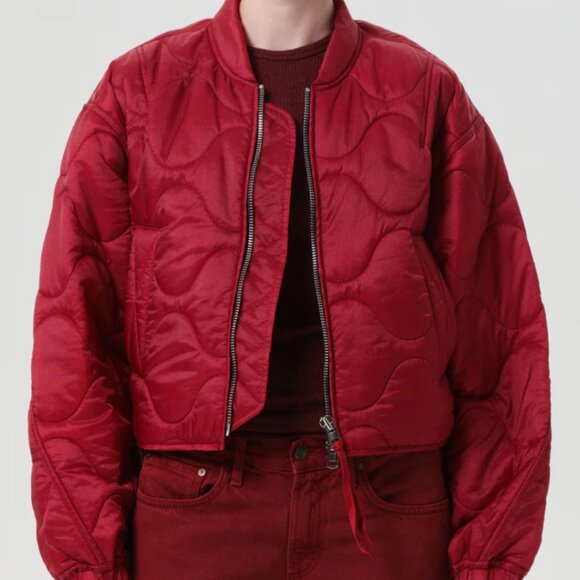 Agolde Jackets & Blazers - Agolde Iona Quilted Jacket in Tomato Red